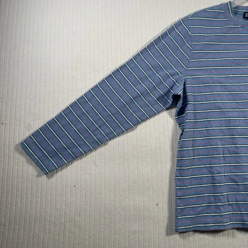 Lands’ End Women’s XL Blue Striped Long Sleeve Crew Neck Cotton Knit Shirt